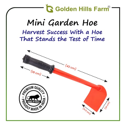 Golden Hills Farm Orange Garden Hoe - 16-Inch Handle, Heavy Duty Shovel (Fawda)