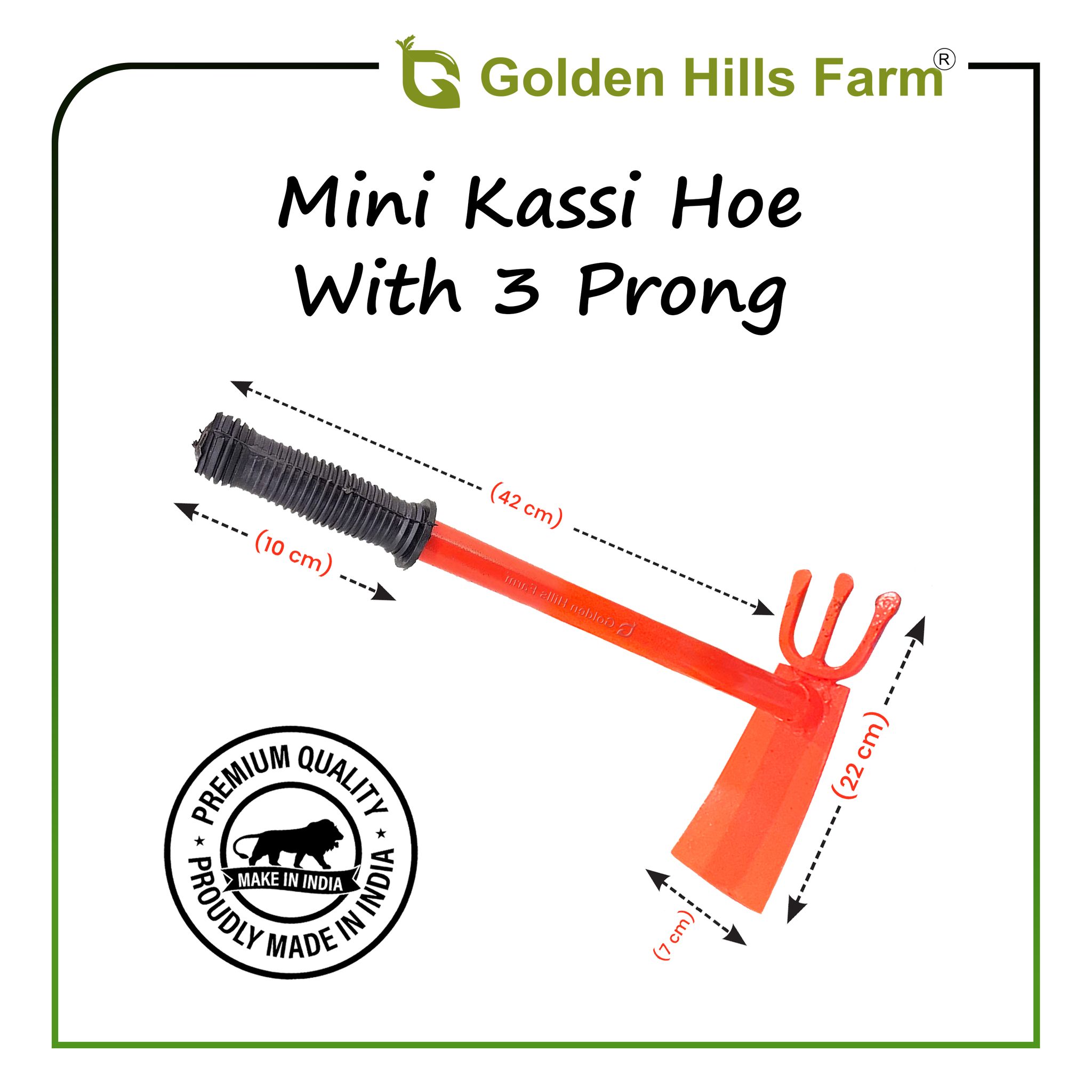 Golden Hills Farm Orange Garden Hoe with 3 Prongs