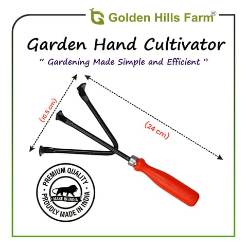 Golden Hills Farm Garden Hand Cultivator Tool for Home Gardening (Set of 1)